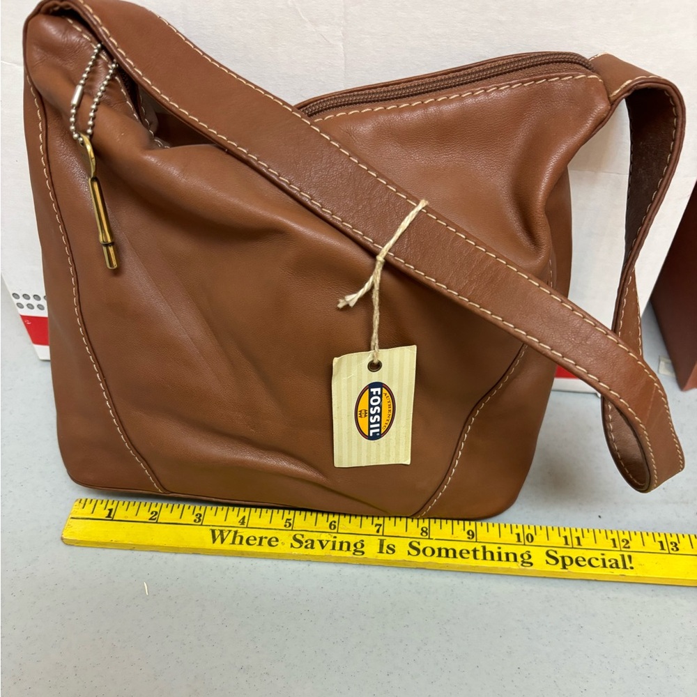 Fossil Tan Leather Shoulder Bag
